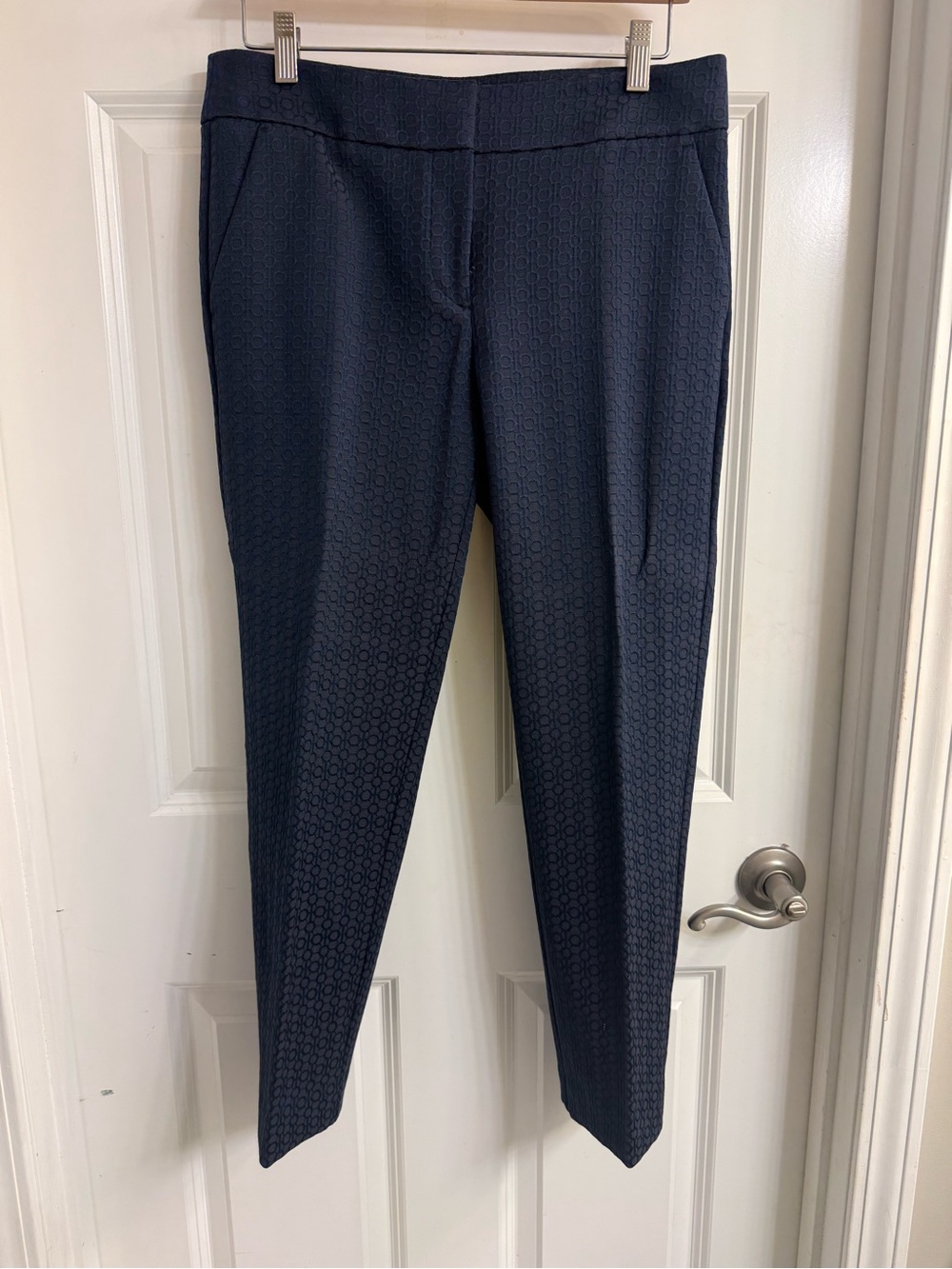 LOFT Navy Slim Textured Ankle Pants